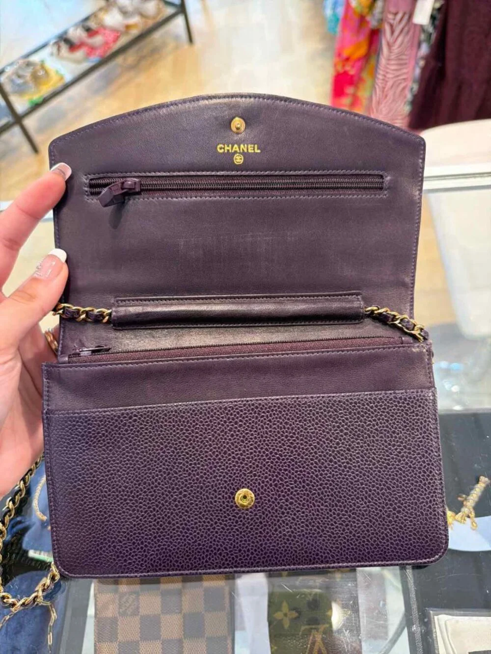 Chanel Timeless CC Wallet on Chain Purple Handbag